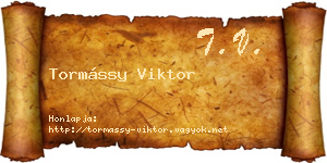 Tormássy Viktor névjegykártya